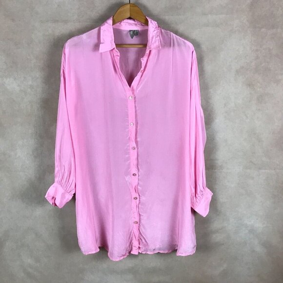ASOS Tops - ASOS - OVERSIZED Satin Pink Button-Down Shirt US 6